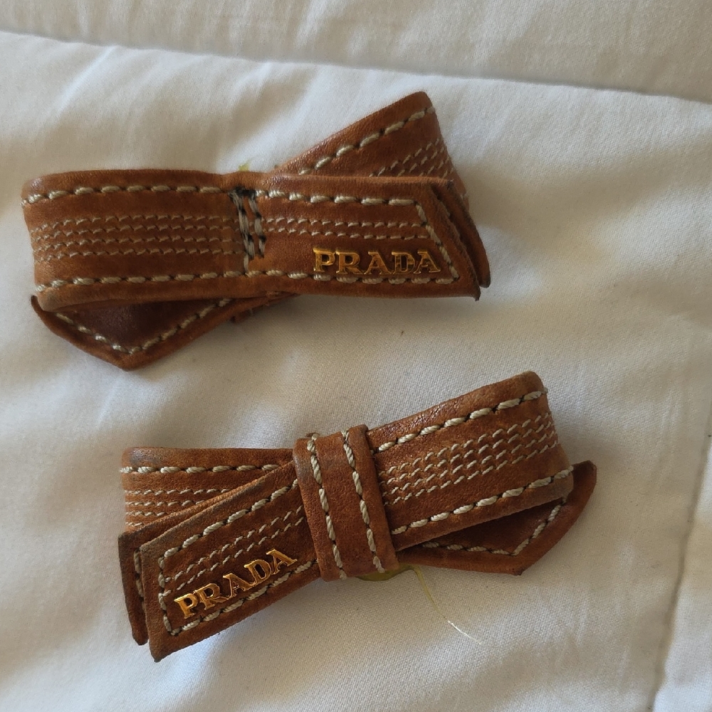 Prada Tan Leather Bows